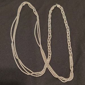 Vintage Silver tone 3 strand long twist braid at top 3 strand bottom.